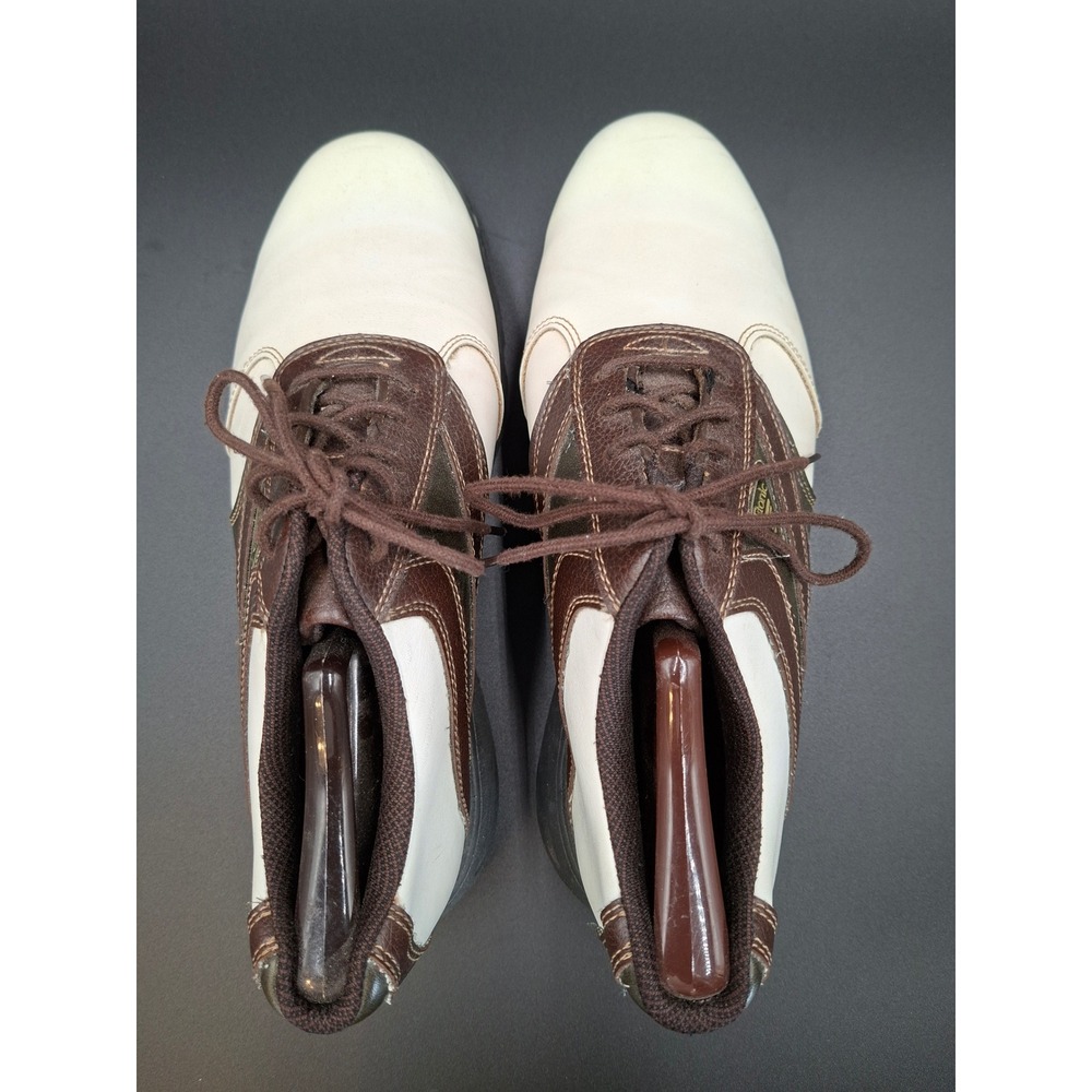 Etonic Mens Golf Shoes Size 8.5 M White Brown Leather Spiked EM6100-14